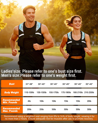 Weighted Vest for Woman Men, 0-10lbs Adjustable Running Vest with 10 Removable Weights, Weight Training Vest for Weight Loss, Colorful Reflective Straps & Phone Pockets, Machine Washable