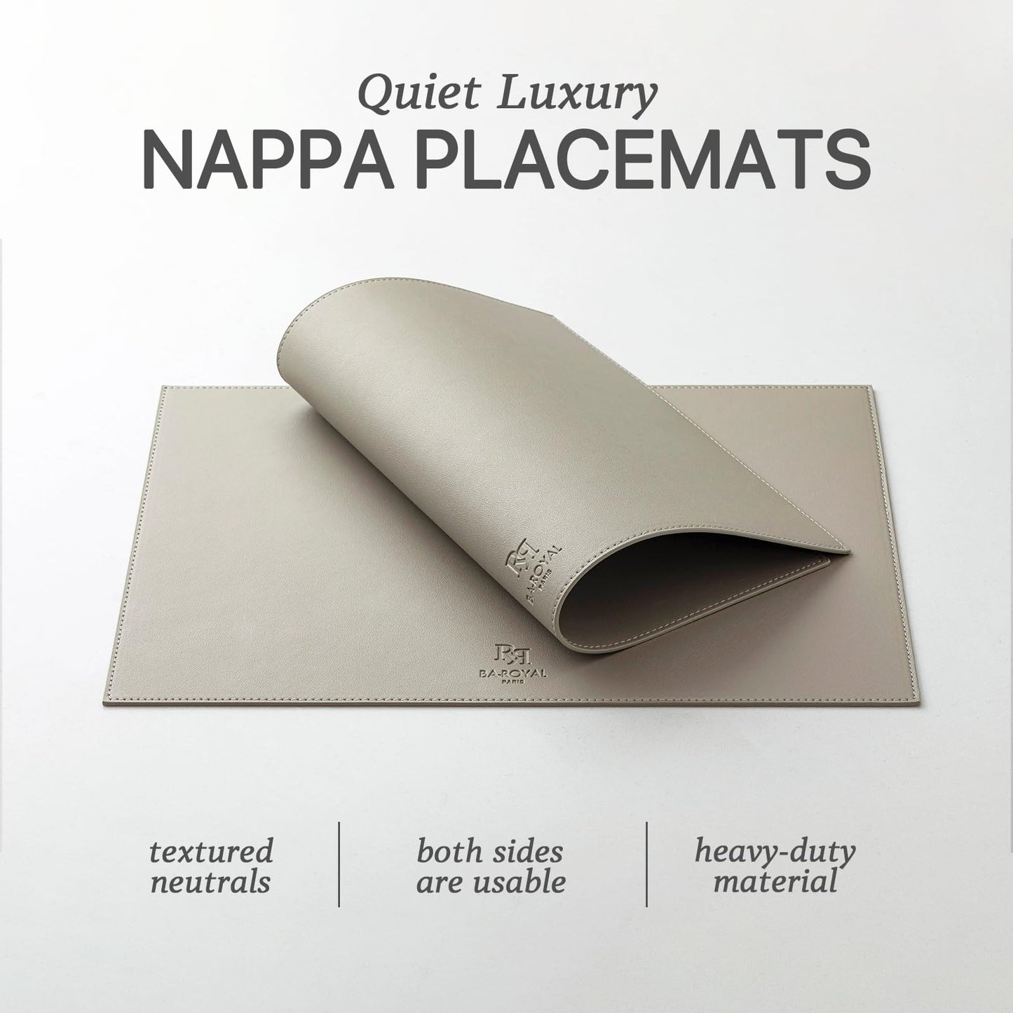 Baroyal Faux Leather Placemats Set of 6 Vinyl Washable Wipeable Table Mats for Kitchen Dining Table Heat Resistant Waterproof Indoor/Outdoor Placemats Non-Slip Easy Clean Place Mats-Almond Birch