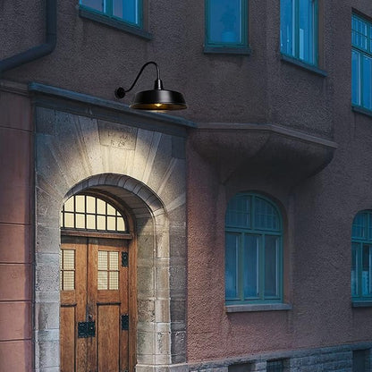 Gooseneck Barn-Lights Outdoor Fixture - 21 inch Farm Style Black Large Lighting Farmhouse Exterior Sconce Wall Light for House, Dusk to Dawn Sensor Front Door Porch Garage (21 inch)