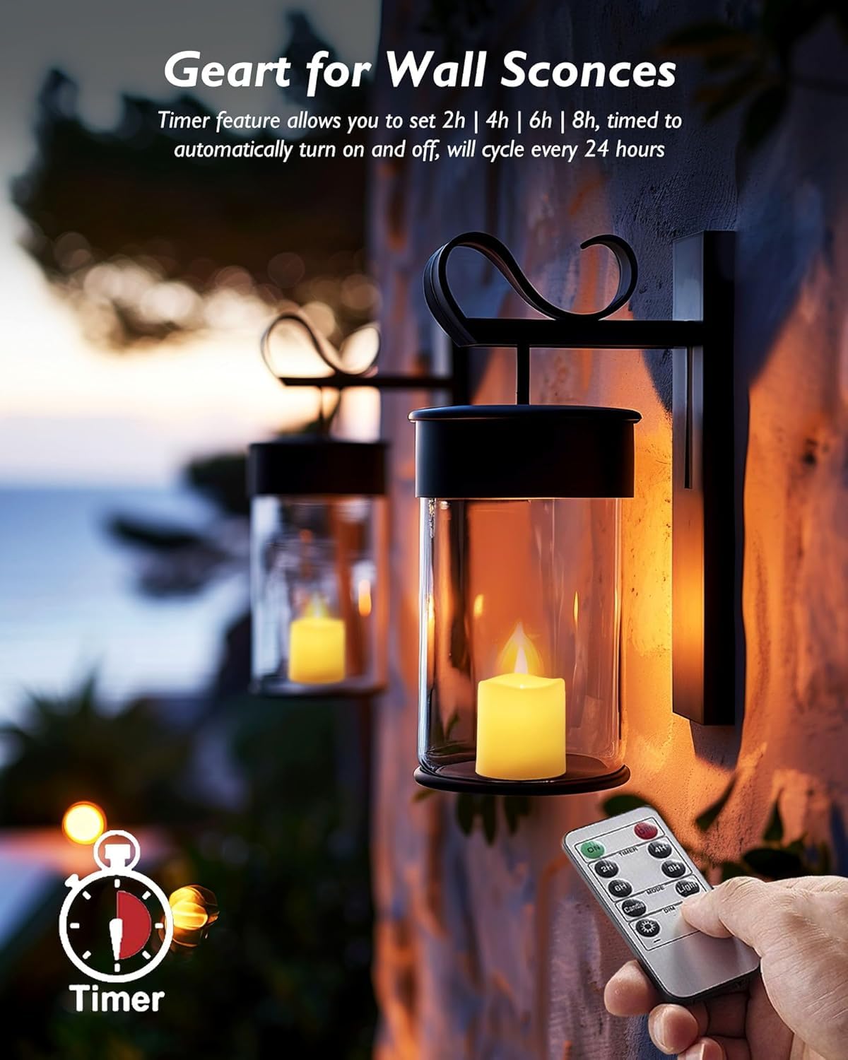 Homemory 400+ Hour Remote Control Candles, 2/4/6/8H Timer LED Votive Candles, 24Pack Battery Operated Tea Lights in Warm White for Outdoor, Table, Halloween, Christmas (Batteries Included