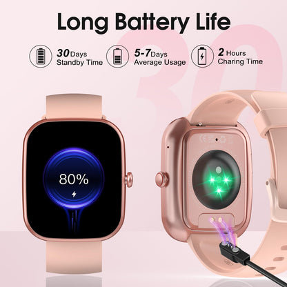 Smart Watch, 1.91" HD Screen Smartwatch for Men Women(Answer/Make Call), Fitness Watch with Heart Rate/Sleep Monitor/Steps Monitor, 110+ Sports Modes, IP68 Waterproof Activity Trackers Pink