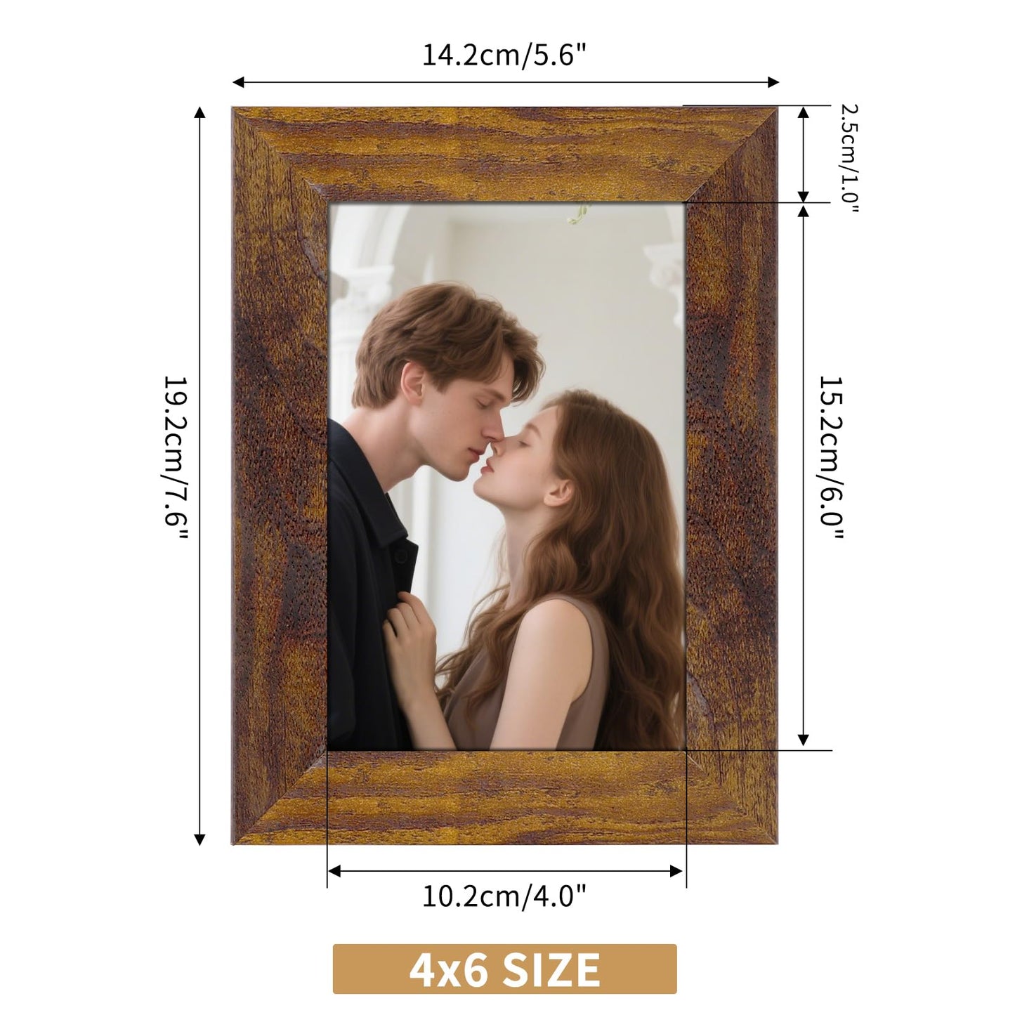 PETAFLOP 4x6 Frame Set of 7, 4x6 Picture Frame in Multi Colors, Rustic Wooden Frames for Tabletop and Wall Mounting Display