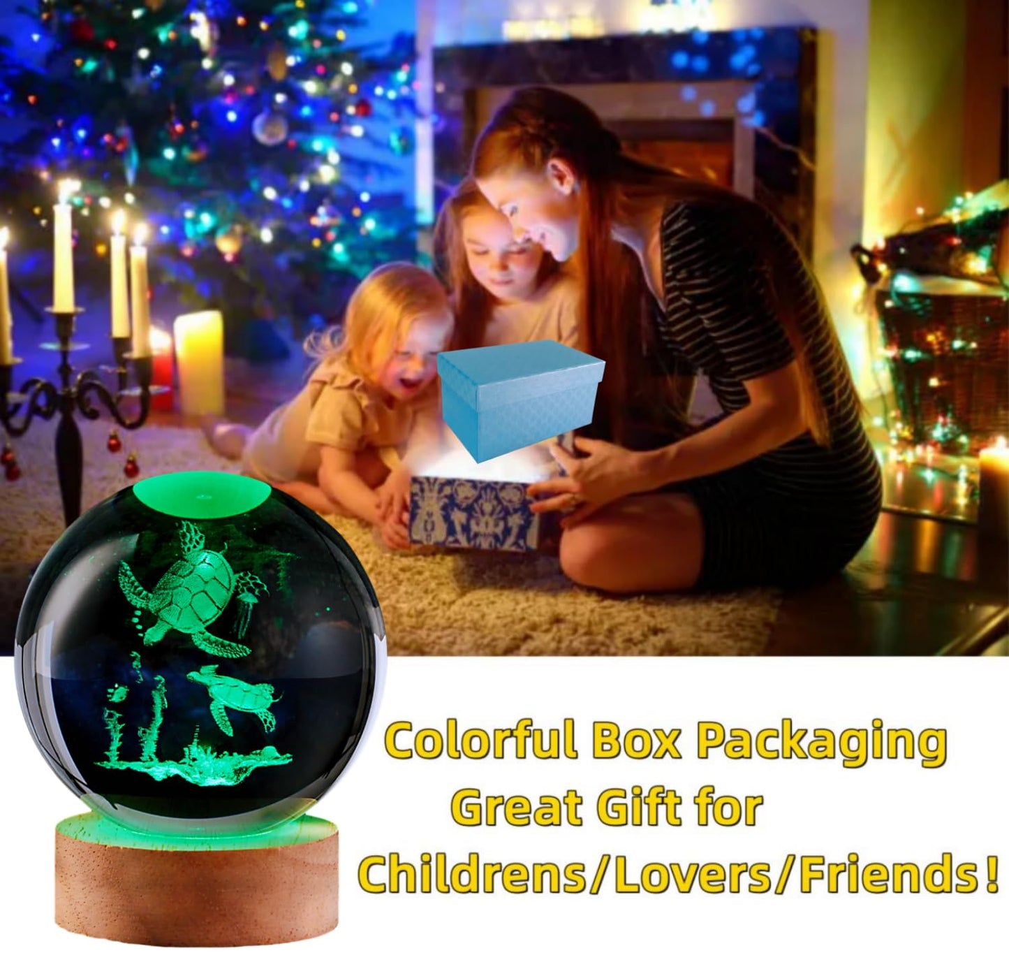 Conalisk sea Turtle Crystal Ball Lamp,Lifelike 3D Turtle Night Light,16 Colors Changing Light,Dimmable Remote Control, Underwater World lamp Gift (sea Turtle)