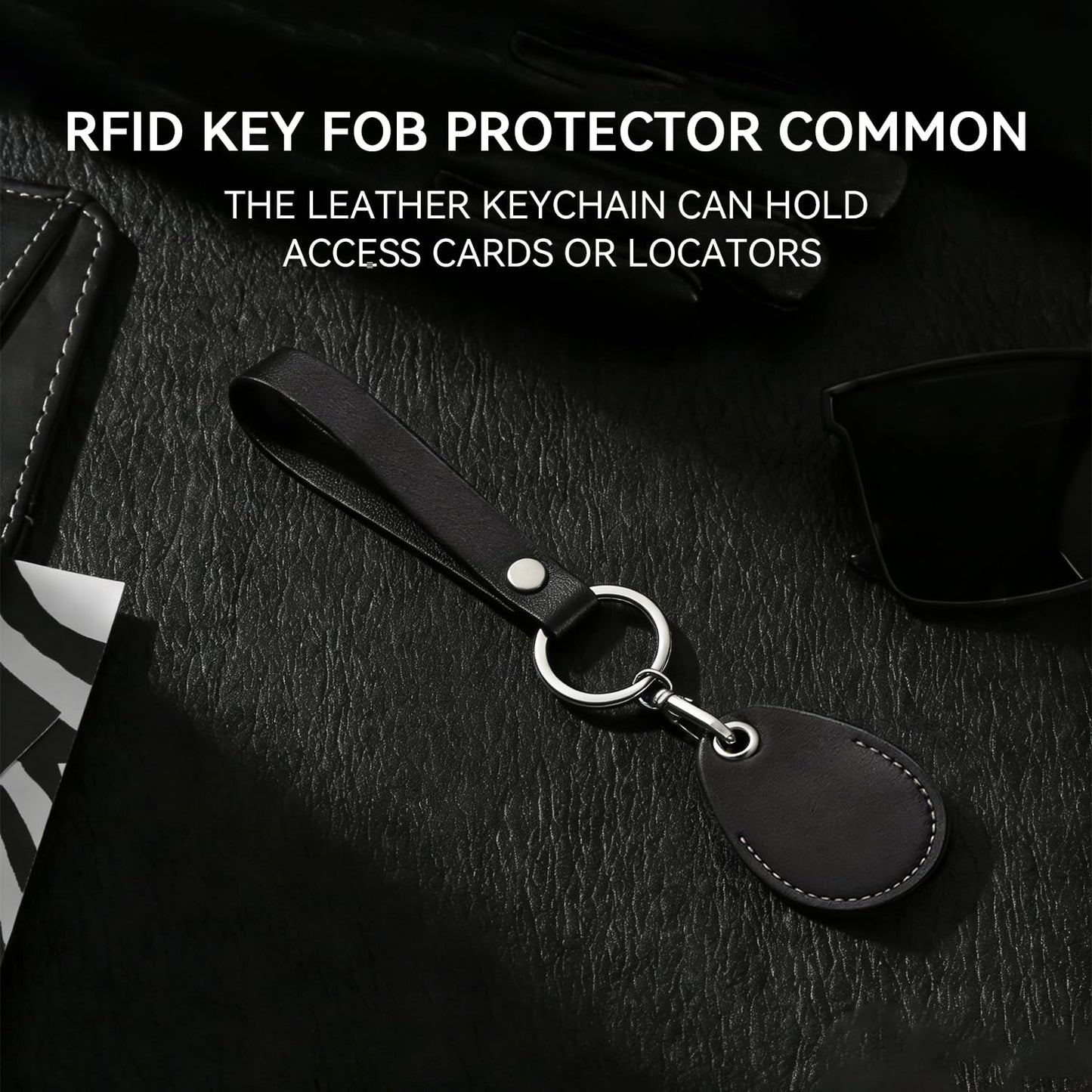Temvue RFID Key Fob Holder, Access Card Key Chains, NFC Smart Key Tag Protector, Common Key Fob Cover(Black)