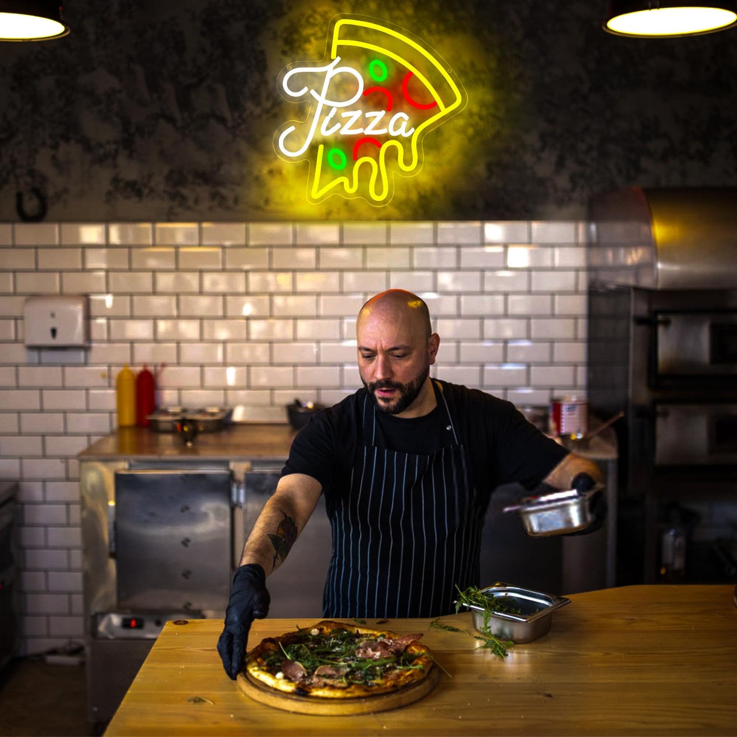 Pizza Neon Sign for Wall Decor Dimmable Pizza Slice Neon light Up Sign for Pizzeria Restaurant Kitchen Dining Hall Store Man Cave Party Bedroom Christmas Birthday Gifts Wall Art Size13.0*13.1(WZCP017)