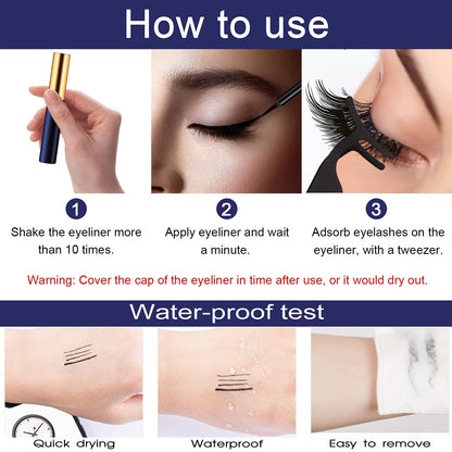 SevenCrown Magnetic Lashes with Eyeliner Kit - 10 Pairs 3D Medium Cat Eye Lashes - Upgraded Magnetic Liner Long Lasting,Natural Look - Reusable Magnetic Eyelashes Kit with Applicator, Easy to Apply