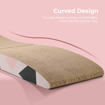 ComSaf Wave Curved Cat Scratching Pad, Foldable Cat Scratcher Cardboard, Corrugated Scratch Pad, Long Scratching Lounge Bed for Cat Kitten Kitty, Protecting Furniture, Reversible