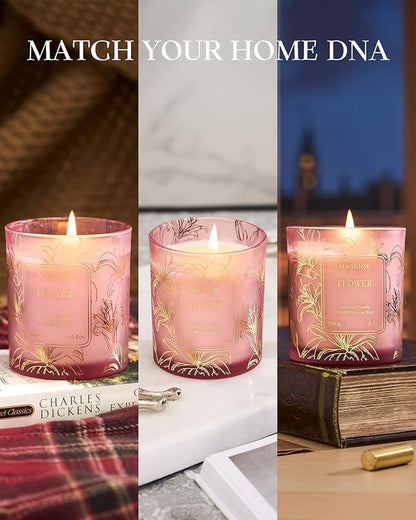 M&SENSE Jasmine Scented Soy Candles, 8.1oz 42-Hour Long Last Burning Time, No Toxin Aromatherapy Stress Relief Home Fragrance for Her