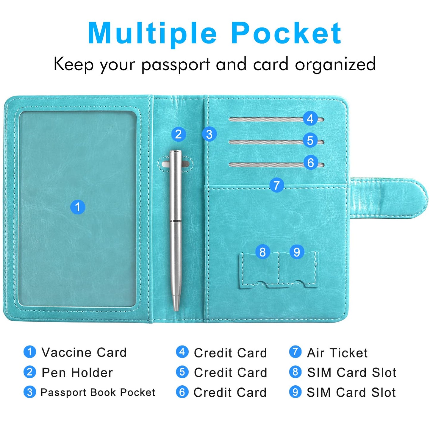 ACdream Unisex Faux Leather Passport and Vaccine Card Holder, RFID Blocking, Z-Flower, 20 x 3.5 x 2.5 in