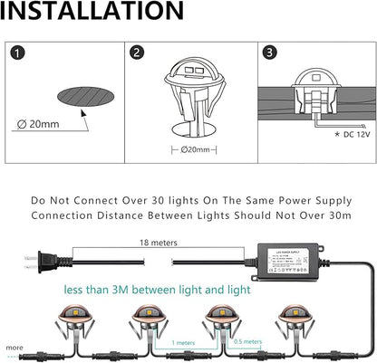 1PCS LED Deck Stair Lighting Kit, Low Voltage Patio Deck Lamp IP65 Φ1.38 Indoor Outdoor Wood RGB Multicolored Recessed Yard Garden Patio Step Landscape Pathway Decor Lights, Bronze(RGB)