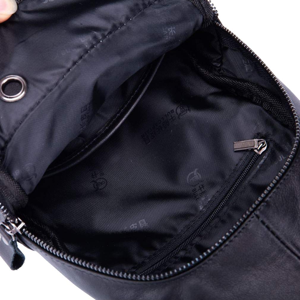 Hebetag Leather Sling Bag Crossbody Backpack for Men Women Outdoor Travel Shoulder Chest Pouch Casual Hiking Pack