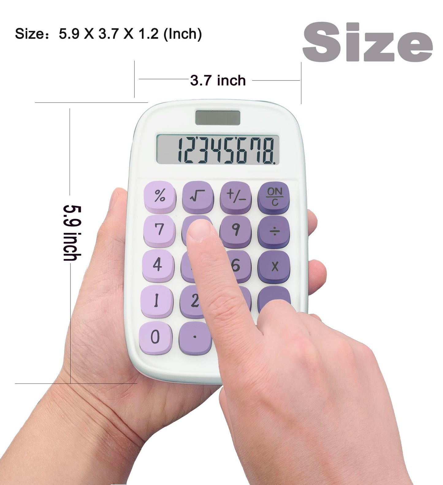 Mechanical Calculator,BTSEYAW Dual Power Calculator with 8 Digit Display tilt Screen and Big Buttons, Cute Office Desk Accessory (W-Purple,2 Pack)