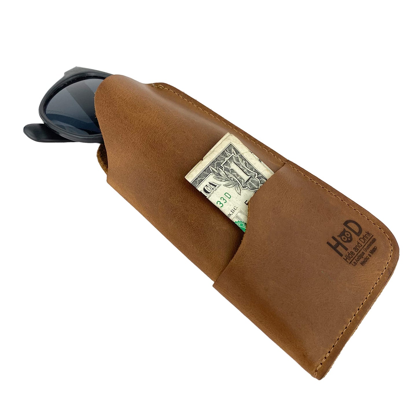 Hide & Drink, Rustic Sunglasses Case & Wallet Handmade from Full Grain Leather (Single Malt Mahogany)