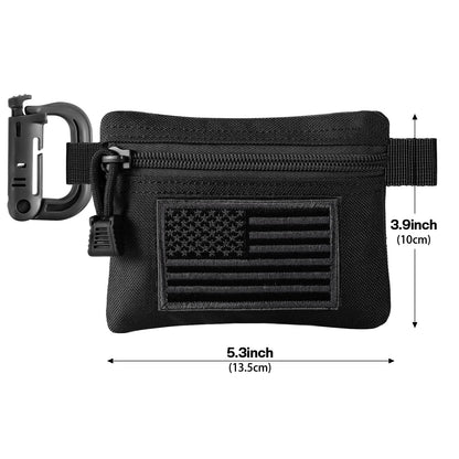 FRTKK 2 Pack Tactical Compact EDC Pouches, Military Molle Utility Pouch Organizer Pouch, Coin Purse Keychain Pocket Credit Card Holder Waist Pack (Black 3)