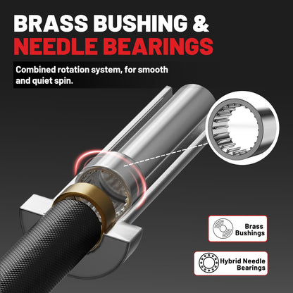 PAPABABE Olympic Barbell, 4ft Short Barbell for Strength Training and Technique Adjusting, 2 inch Olympic Bar with Volcano Knurling Spin Sleeves Comfortable Grip for Bench Press Curls Deadlifts home gym Beginner BlackSilver