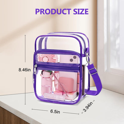 Blvornl Clear Crossbody Bag with Adjustable Shoulder Strap, Stadium Approved PVC Purse Bag, Messenger Bag