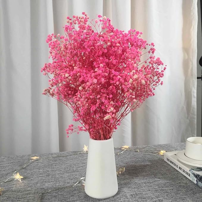 Dried Babys Breath Flowers Bouquet-17 Inch 2500+ Pink Dry Flowers, Natural Gypsophila Branches for Wedding, Table Vase Decor, DIY Wreath Floral, Home Office Party Garden Decoration (3oz)