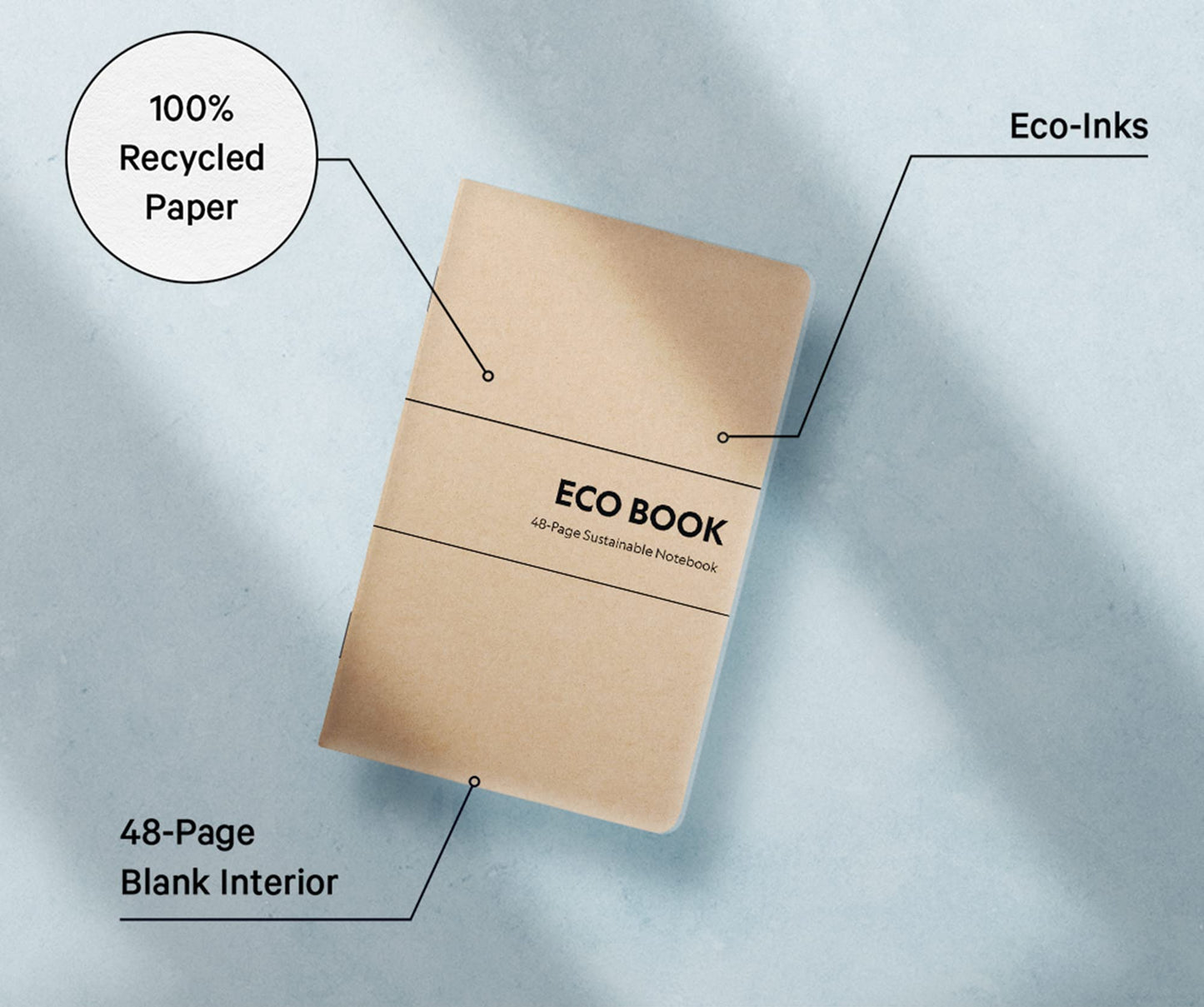 Eco Books Small Pocket Notebook Pack – 3.5 x 5.5 In., 48Page Lined Paper Mini Notebooks Made with FSCCertified Recycled Paper – 80# Kraft Paper Cover, 60# Interior Pages – Kraft Paper Notebooks by