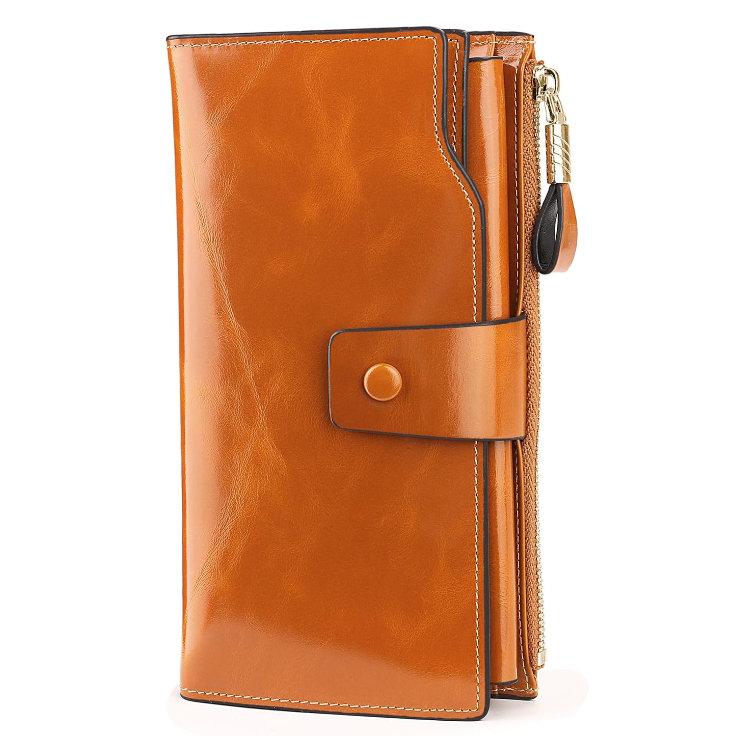 YALUXE Women's Genuine Leather Wallet RFID Blocking with 21 Card Slots ID Window Cash Cell Phone Pocket