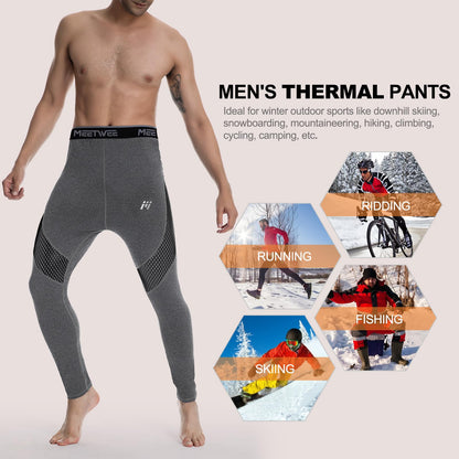 MEETWEE Thermounterhose Herren, Thermounterwäsche Lange Unterhose Winter Leggings Funktionsunterwäsche Skiunterwäsche Warme Unterwäsche Männer