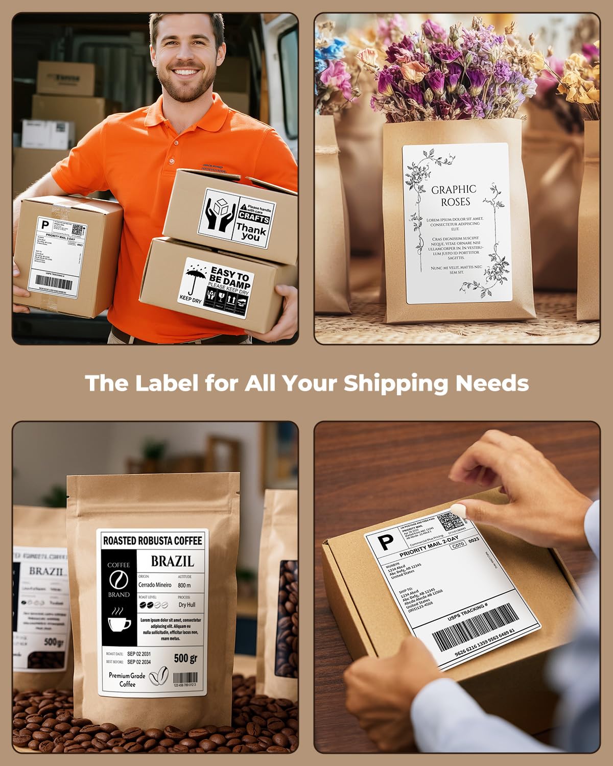 MUNBYN 4"x6" Direct Thermal Shipping Labels, Commercial Grade Permanent Adhesive Fanfold Mailing Postage Label Paper for Thermal Printers and Packages, 220 Sheets per Stack