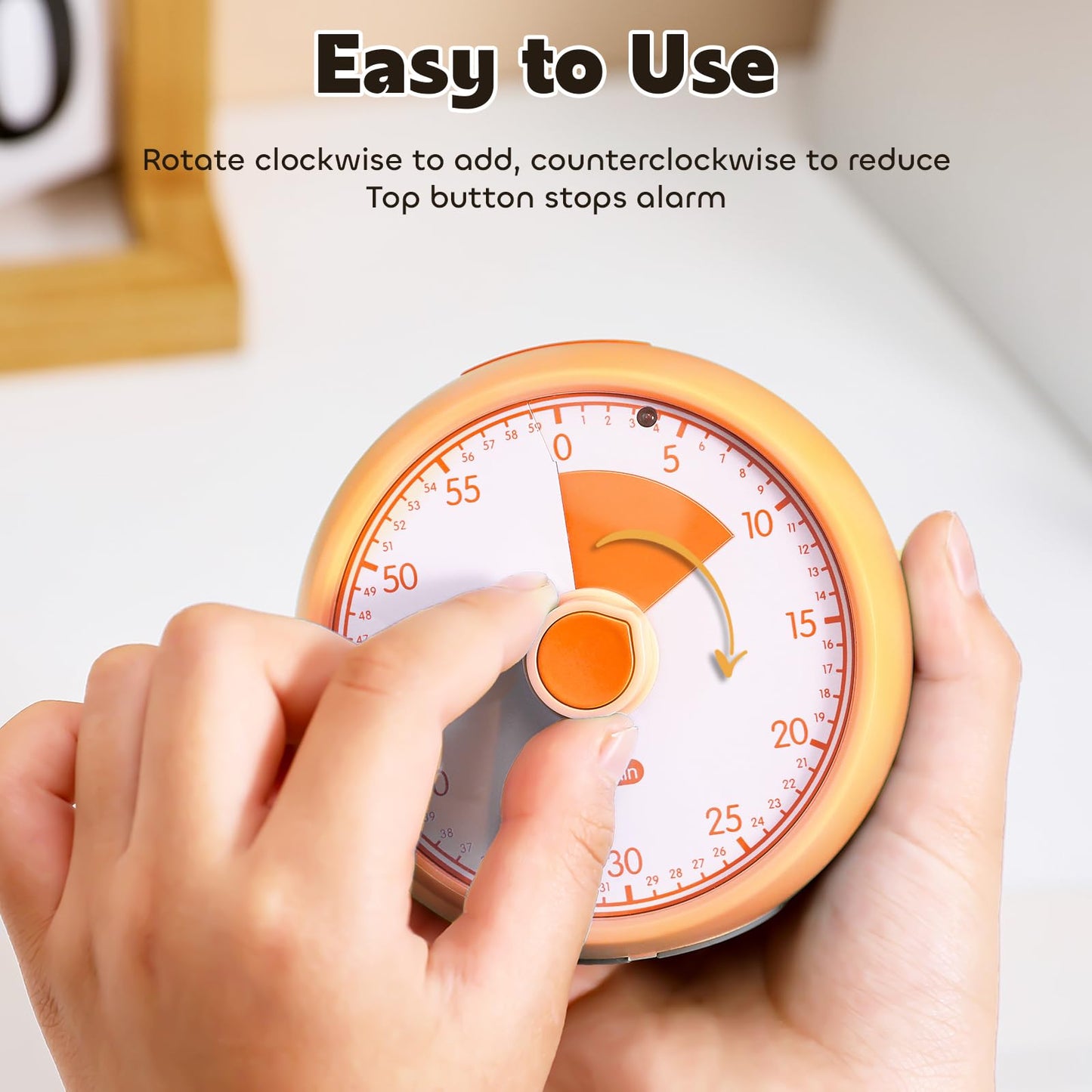 Conchstar Visual Timer for Kids 60-Minute - Countdown Timer with Optional Alarm, Focus Tool for ADHD & Autism, Time Management for Homework, Chores, Office, Kitchen, Teaching & Study Routines (Orange)
