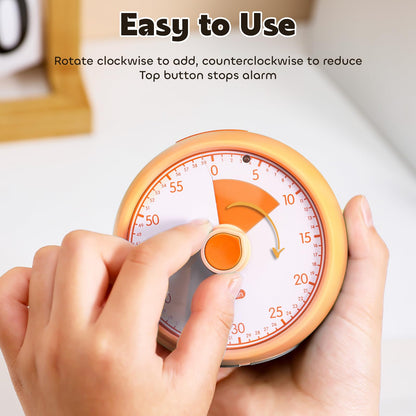 Conchstar Visual Timer for Kids 60-Minute - Countdown Timer with Optional Alarm, Focus Tool for ADHD & Autism, Time Management for Homework, Chores, Office, Kitchen, Teaching & Study Routines (Orange)