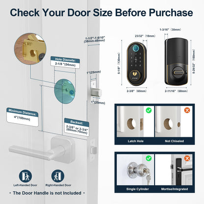 Smart Keyless Entry Door Lock - Fingerprint Electronic Deadbolt Touchscreen Keypad SMONET Biometric Digital Bluetooth Door Lock Smart Deadbolt Compatible with Alexa for Homes and Hotel