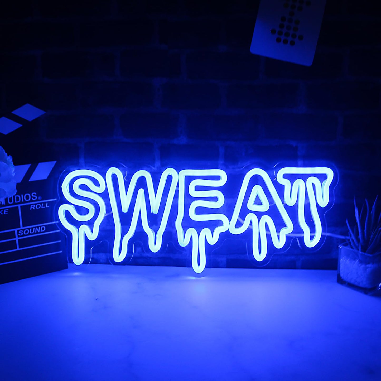 Sweat Neon Sign for Home Gym Wall Decor Sweat Gym Lighting Man Cave Decor Wall Art Gift 16.8"×6.8"