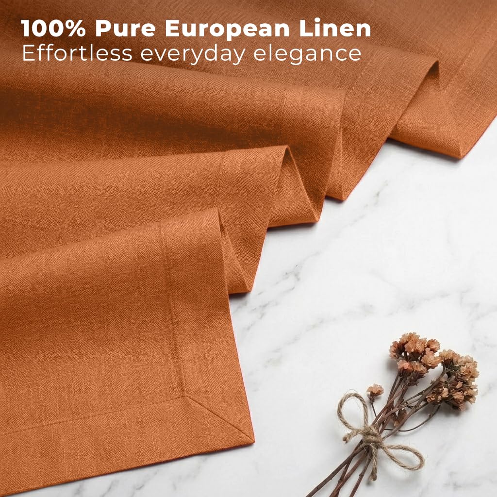 Classic Linen™ by D'Moksha Rust Table Runner 48 Inches, 100% Pure Linen, Coffee Table Runner, 14 x 48 Inch for Dresser Tables- Summer, Father's Day