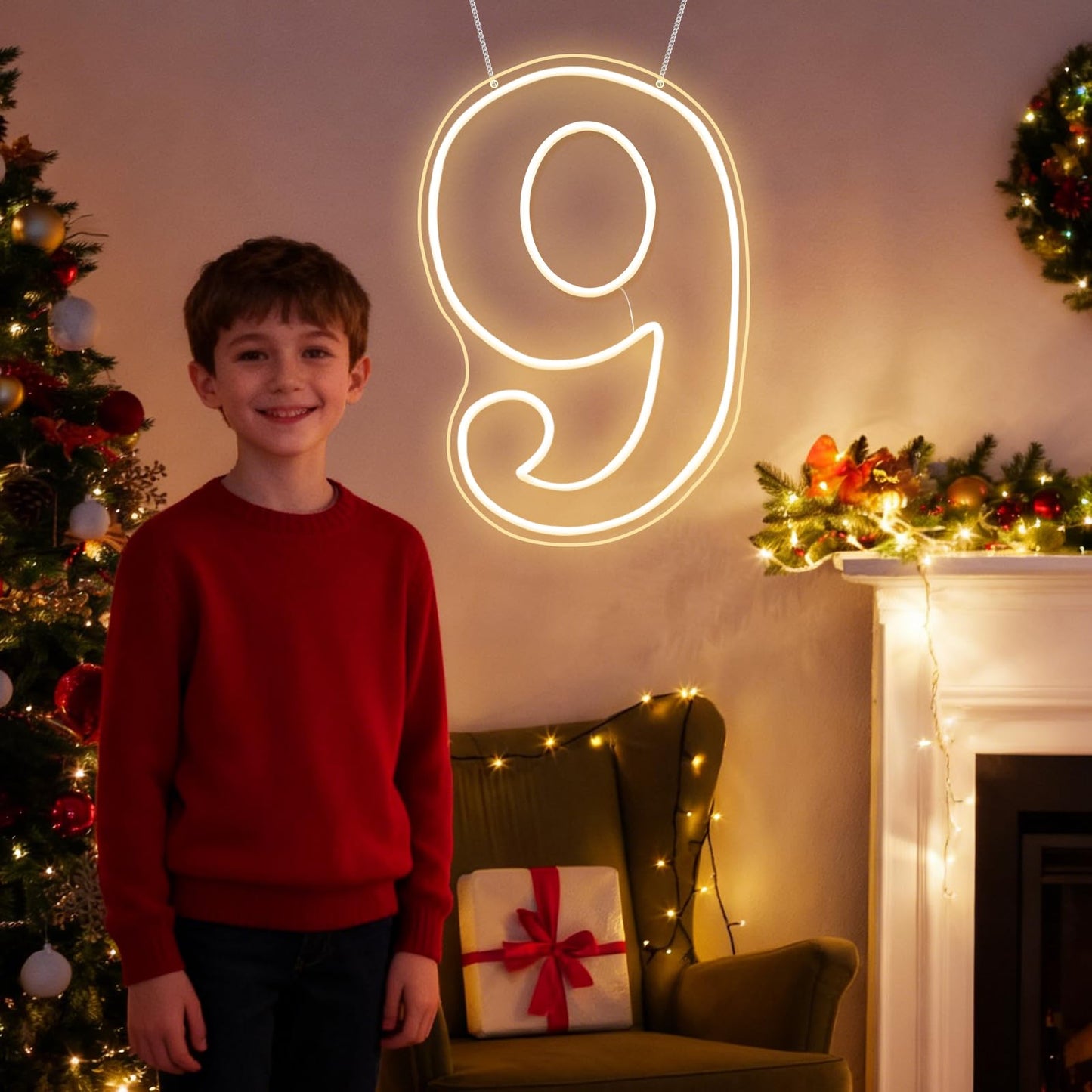 RUMONZS LED Acrylic Light up Number, Decorative Transparent Light up Letters USB Powered Big Number Sign Light for Birthday, Night Light, Party, Anniversary, Christmas, Home Decor, Wedding 11.8'' (number9)