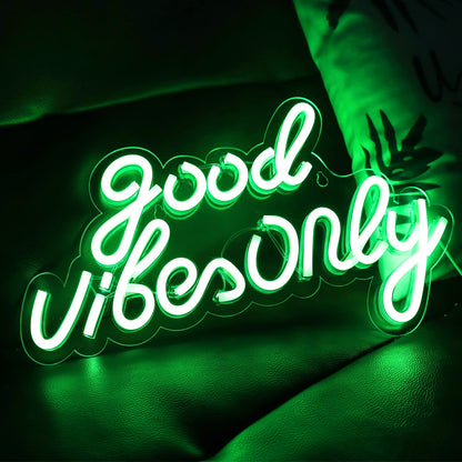 JFLLamp Good Vibes Only Neon Signs for Wall Decor Neon Lights Led Signs Suitable for Living Beer Bar Game Room Hotel Birthday Party Restaurant Christmas Unique Gift for Lover, 16.5 * 10 Inch(Blue)