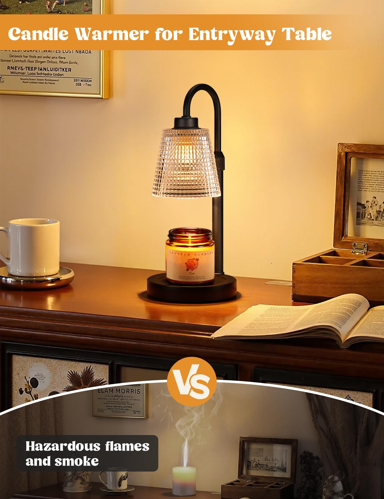 Candle Warmer Lamp with Timer, Dimmable Candle Warmer for Jar Candles, Height Adjustable Wax Melts Warmer, Birthday Gifts for Women Mom, House Warming Gifts New Home Decor