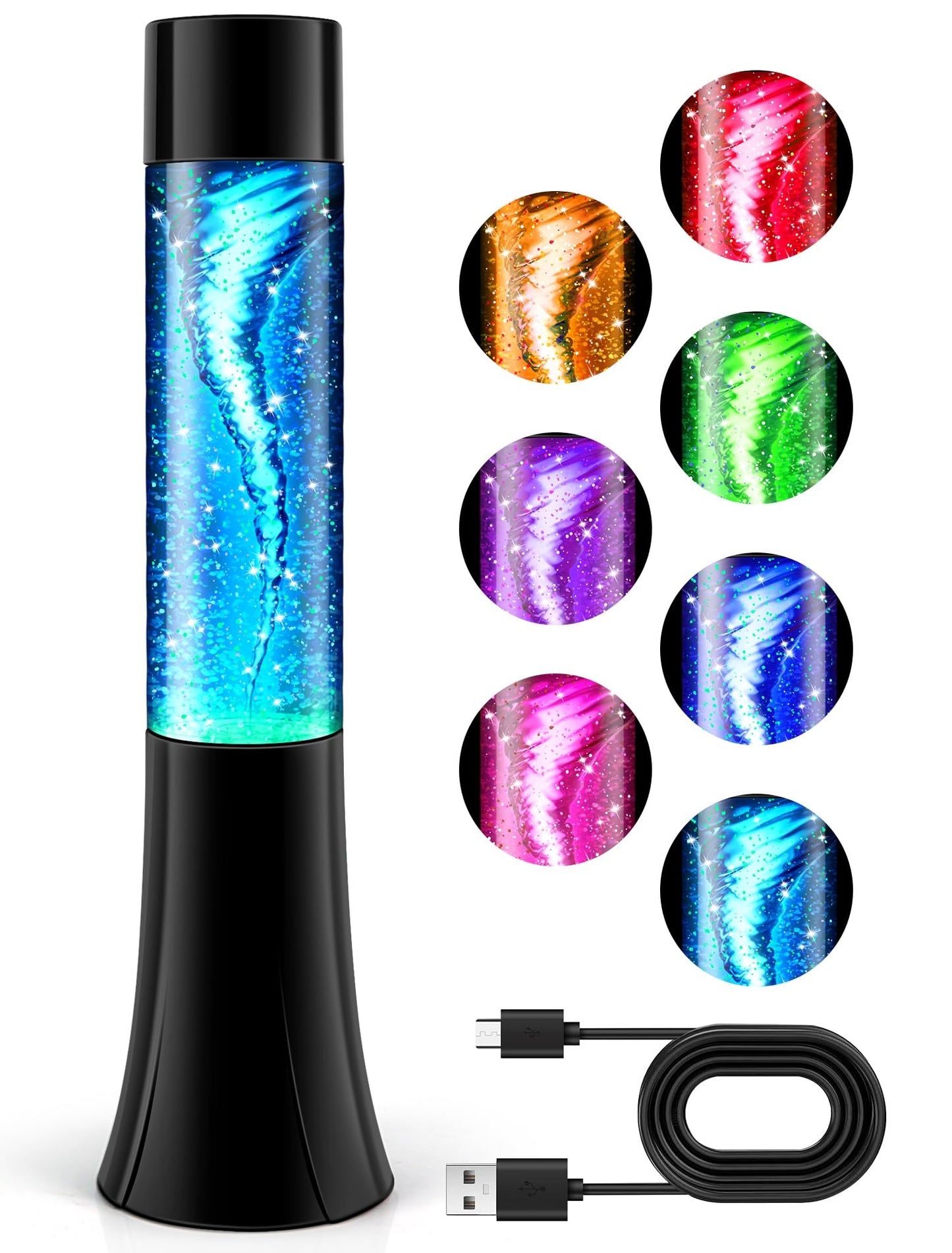 Glitter Tornado lamp for Kids,Beautiful Birthday Christmas Valentines Gifts for Him Kids Teen Boys,Fun Office Home Bedroom Room Decor Night Light,Novelty Liquid Motion Lamps Teenagers Adults Men