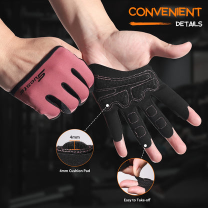 SueStar Partial Weight Lifting Gloves, 3/4 Finger Workout Gloves for Men Women, Full Palm Protection & Silicone Grip Gym for Weightlifting Exercise Fitness Smartwatch Friendly