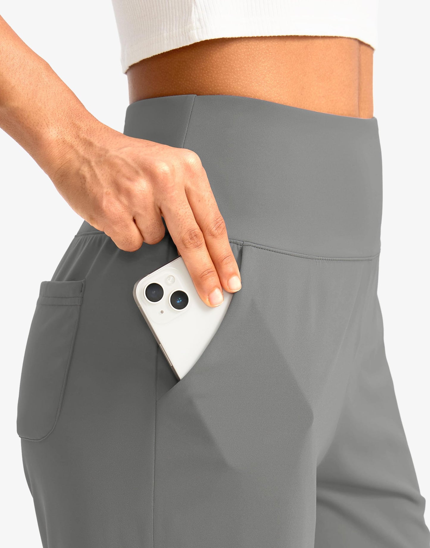 G Gradual Women's Bermuda Long Shorts with Pockets 7" High Waisted Knee Length Shorts for Women Walking Athletic Workout(Light Grey-L7,XXL)