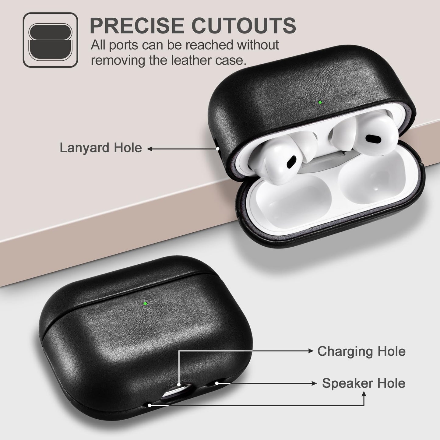 ICARER AirPod Pro 3 Case, 100% Geniune Leather Case, Handmade Top Grade Vintage Cover, Shockproof Protective Cover Support Wireless Charging, Compatible with AirPods Pro 3 2025 Model (Black)