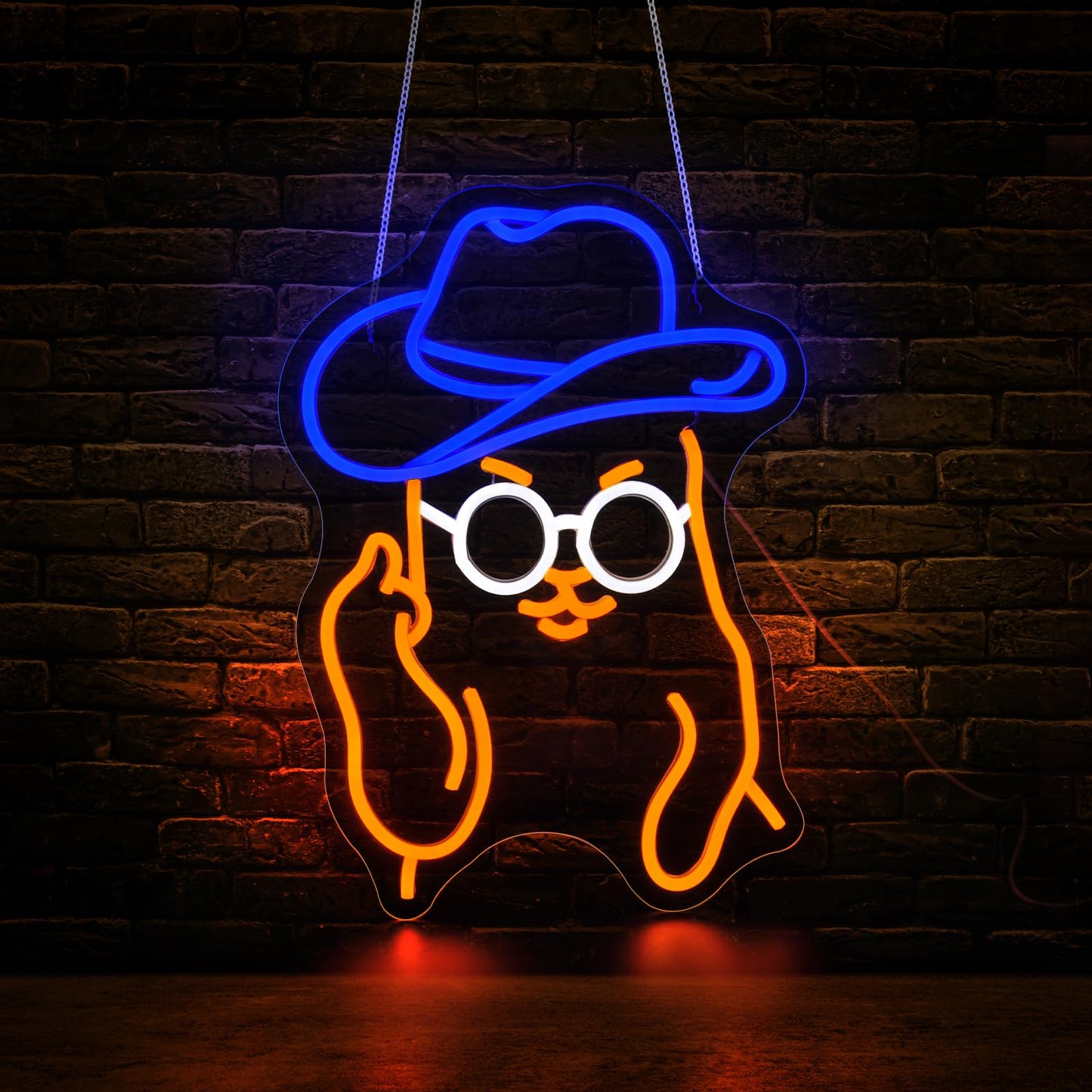Qetibwk Cat Cowboy Neon Sign for Wall Decor Led Neon Signs Light Up Sign Room Decor Neon Lights Sign USB Powered