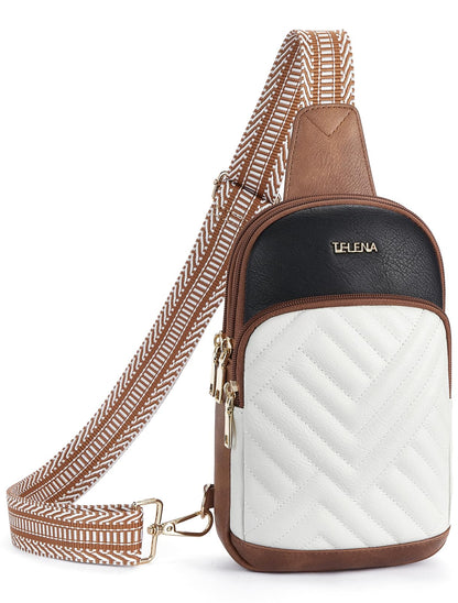 Telena Crossbody Sling Bags for Women, PU Leather Fanny Packs Cross Body Bag for Woman