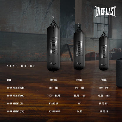 Everlast Elite 2 Heavy Bag (70 LB) with Wood Beam Heavy Punching Bag Hanger, Durable Boxing Heavy Bag for Home Training