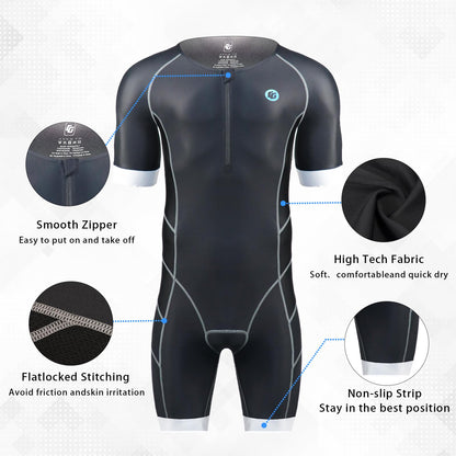 CGLRybO Mens Pro Trisuit Short Sleeve Triathlon Suit Best for Swimming Racing Tri Suit