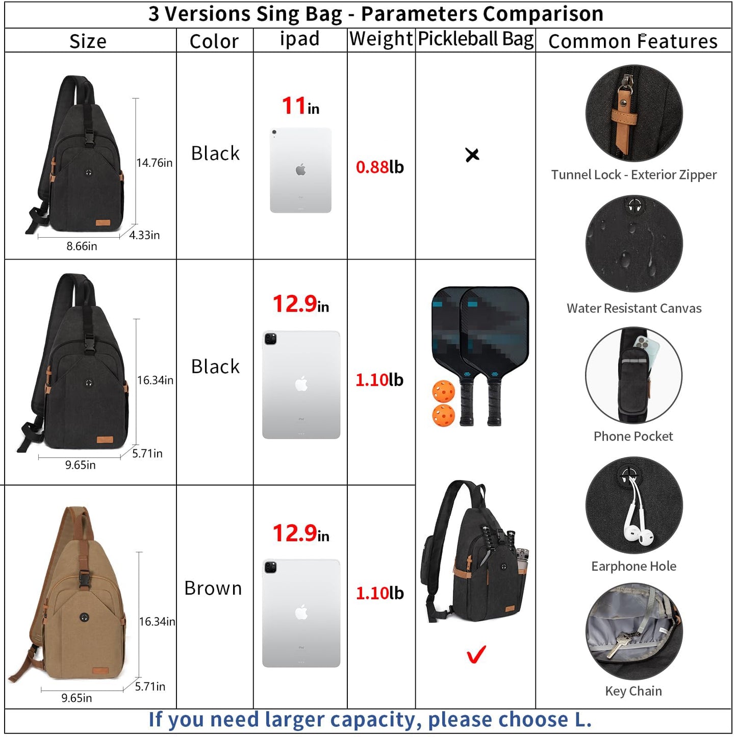 OSOCE Sling Bag for Men, Anti Theft Crossbody with Tunnel Lock, Waterproof Canvas Shoulder Backpack for Travel Hiking Daily