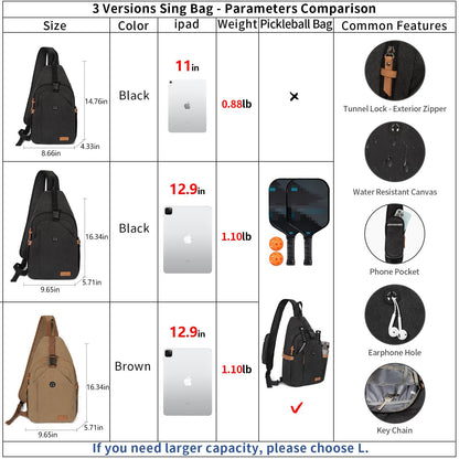 OSOCE Sling Bag for Men, Anti Theft Crossbody with Tunnel Lock, Waterproof Canvas Shoulder Backpack for Travel Hiking Daily