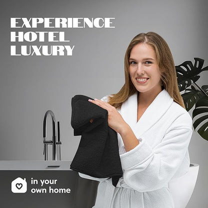 White Classic Black Hand Towels