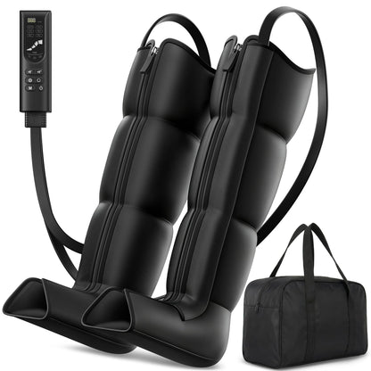 Feelvane Leg Compression Massager Recovery System - Full-Leg Compression Boots with 8 Intensity 6 Modes for Circulation & Muscle Relief, Fast Recovery for Athletes, Gifts for Men & Women, Black Medium