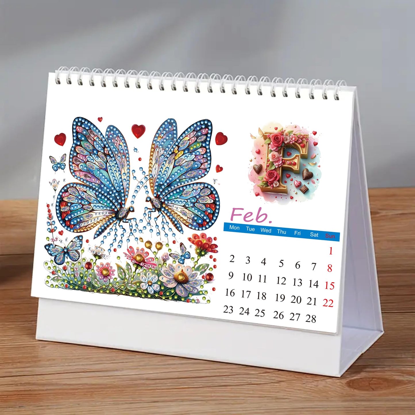 DIYDeligths Diamond Art Painting Desk Calendar 2026 Monthly Flip Tabletop Calendar Kit for Home Office Planning Desktop Ornament DIY Craft Gift (2026-B)