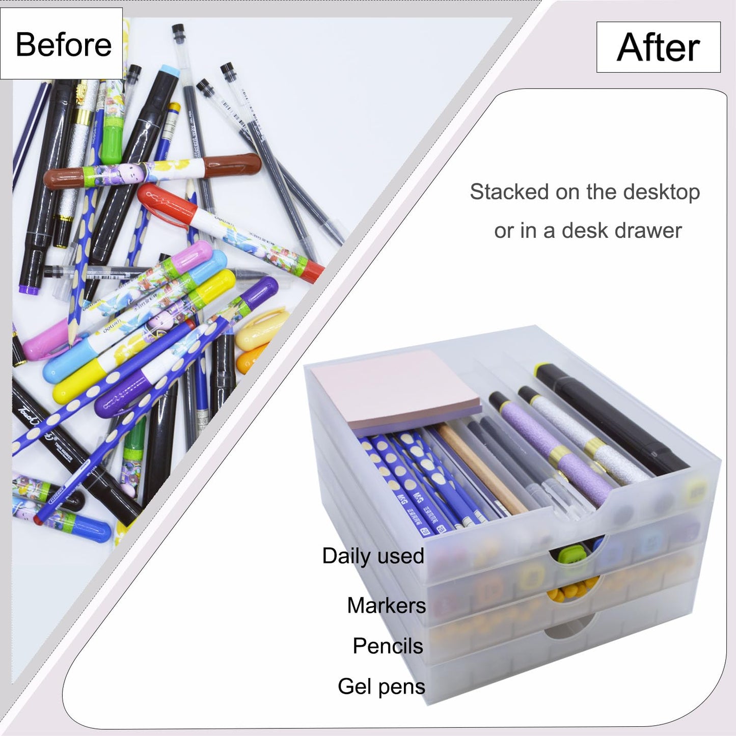 FASTRYF Craft Organizers and Storage, Pencil, Crayon, Marker, Pen Organizer, Pen Holder, Pen Tray Storage with Gel Pens, Fountain Pens, Chalk for Office, Art & Craft Room - 8Pack
