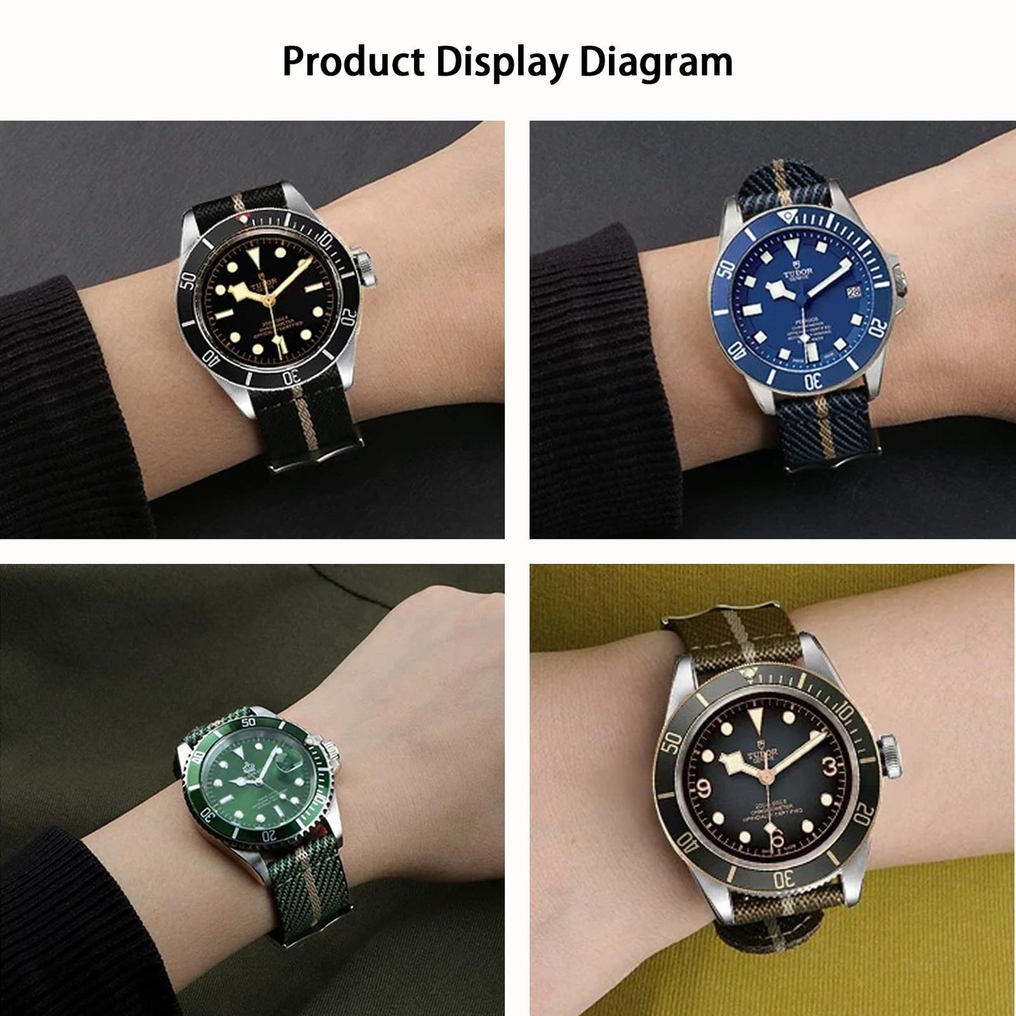 Nizonlaie Military Ballistic Nylon Watch Band Heavy Buckle 18mm 20mm 22mm 24mm Thick G10 Premium Nylon Watch Bands Smart Watch Replacement Band Strap for Men Women