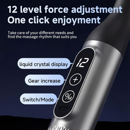 makecatch Long Handle Massage Gun for Back and Shoulders, Ergonomic Extended Reach Deep Tissue Massager, U-Shaped Dual Head Percussion Muscle Massager, 12 Speeds with 5 Heads, Quiet & Cordless