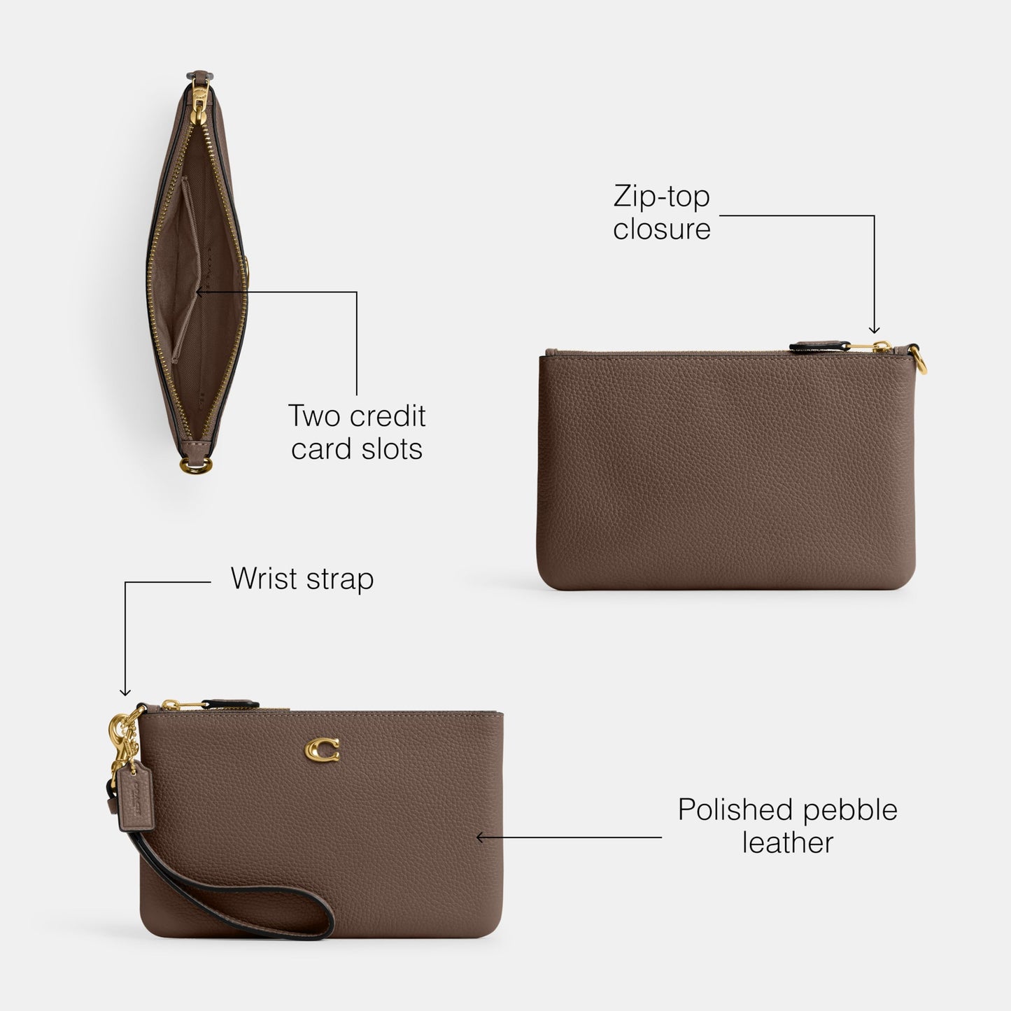 COACH Polished Pebble Leather Small Wristlet